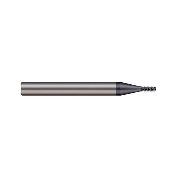 0.1560 in. Cutter dia. x 3/4 Carbide Ball End Mill for Hardened Steels, 6 Flutes, AlTiN Nano Coated
